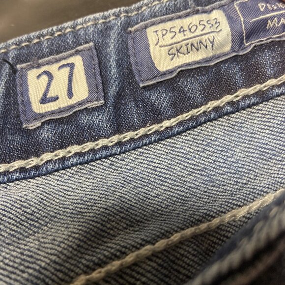 Miss Me Womens 27X32 Blue Denim Jeans  Skinny Jewelled Stretch Fleur De Lis - Picture 5 of 9